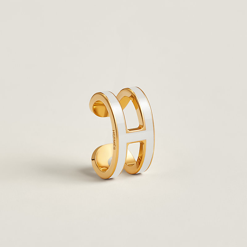 p*o様 HERMES Hエキップ ピアス ホワイト ゴールド pop-h-ear-cuff--100094F 49-